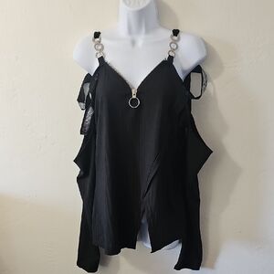 Chic Black Camisole with Zipper Detail